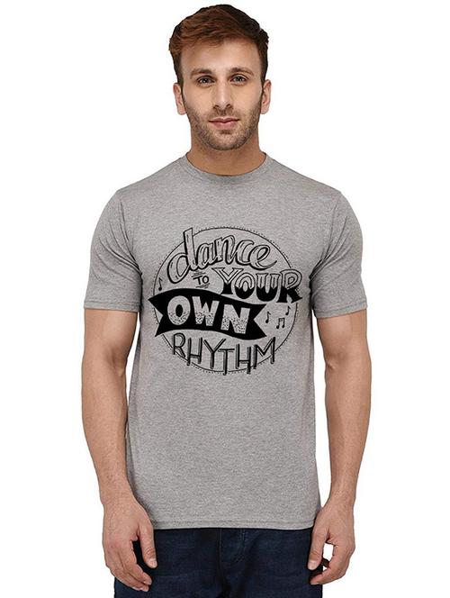 grey front printed casual t-shirt - 20989205 - Standard Image - 0