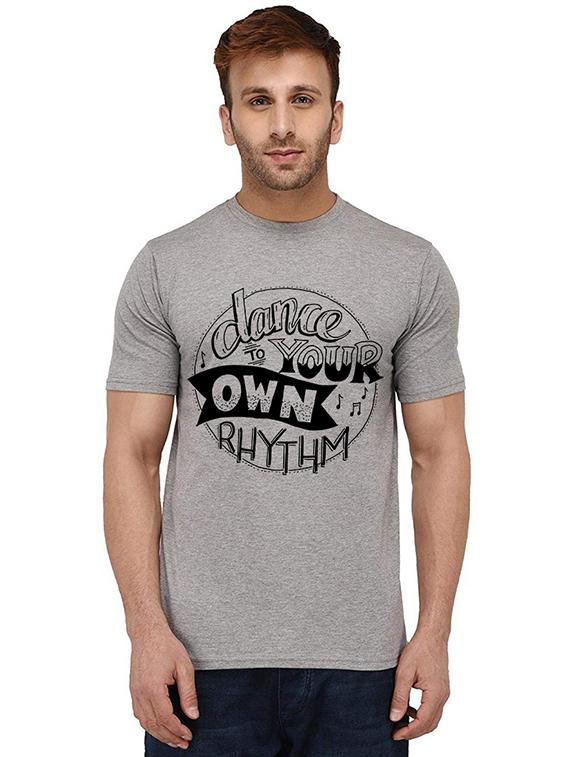 grey front printed casual t-shirt - 20989205 - Zoom Image - 0