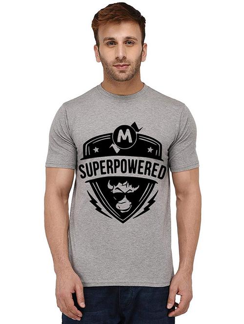 grey front printed casual t-shirt - 20989210 - Standard Image - 0