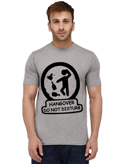 grey front printed casual t-shirt - 20989284 - Standard Image - 0