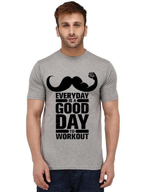 grey front printed casual t-shirt - 20989310 - Standard Image - 0
