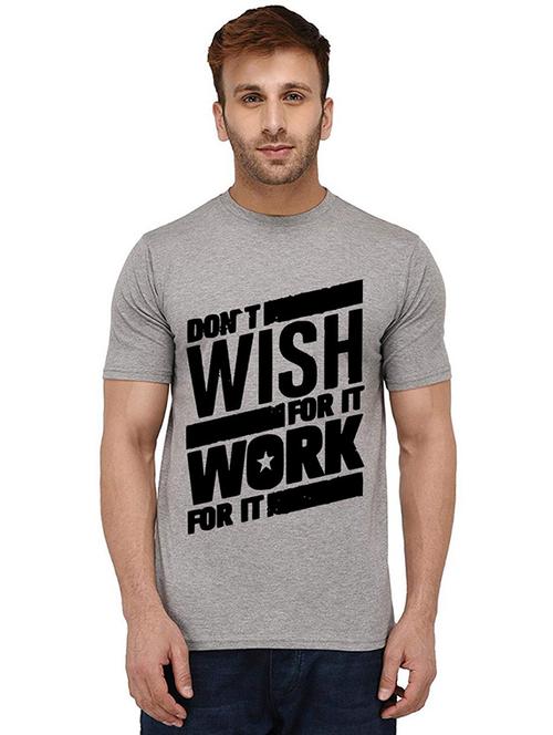 grey front printed casual t-shirt - 20989316 - Standard Image - 0