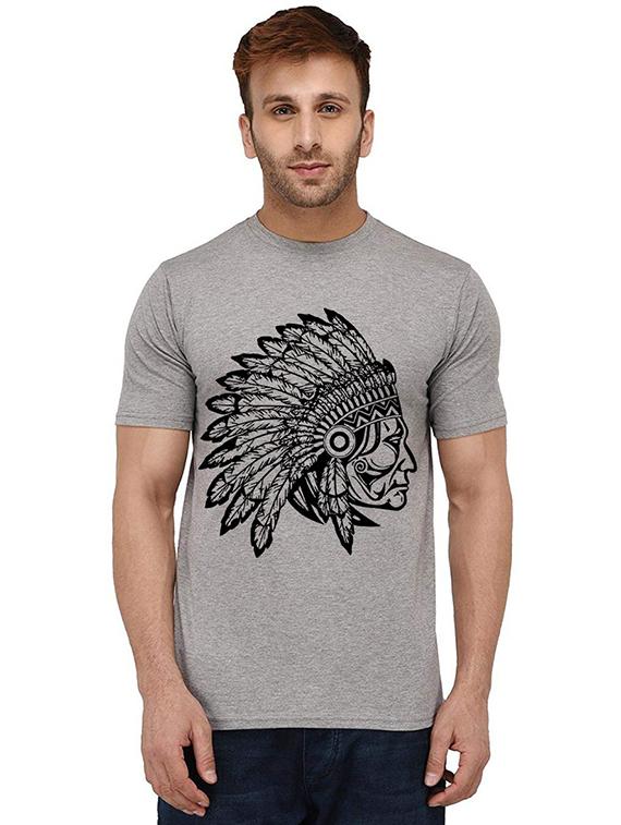 men's round neck front print t-shirt