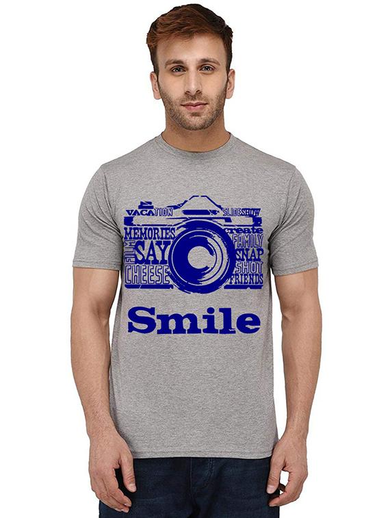 men round neck front printed t-shirt - 20989428 - Zoom Image - 0