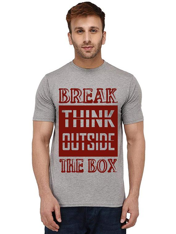 men round neck front printed t-shirt - 20989465 - Zoom Image - 0
