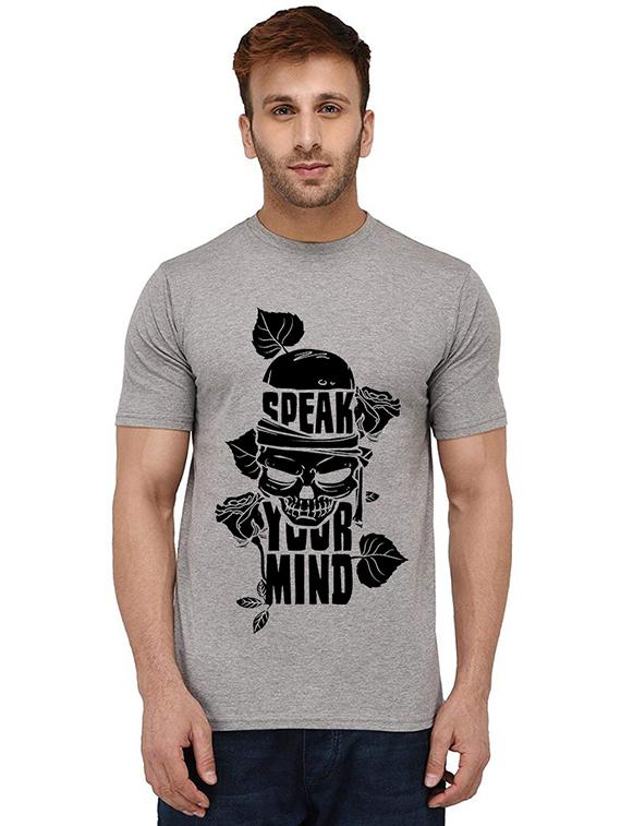men round neck front print t-shirt - 20989488 -  Zoom Image - 0