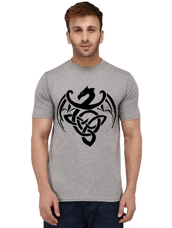 grey front printed casual t-shirt - 20989507 - Zoom Image - 0