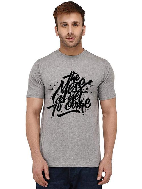 grey front printed casual t-shirt - 20989636 -  Standard Image - 0