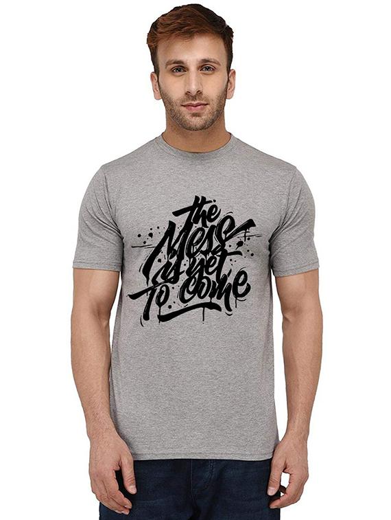 grey front printed casual t-shirt - 20989636 -  Zoom Image - 0