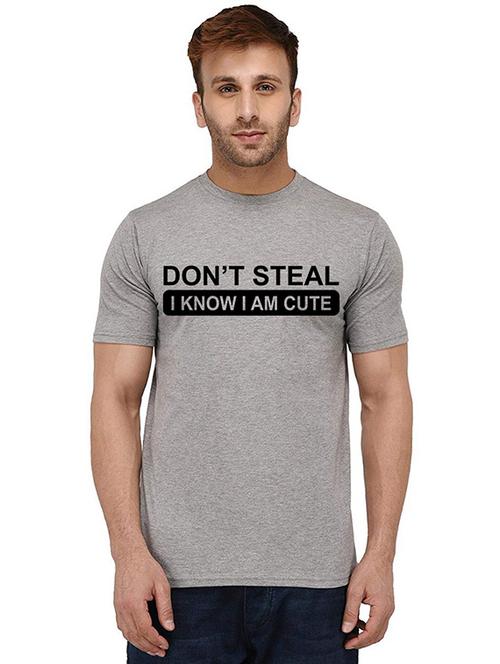 grey front printed casual t-shirt - 20989655 - Standard Image - 0