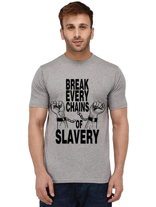 grey front printed casual t-shirt - 20989760 - Standard Image - 0