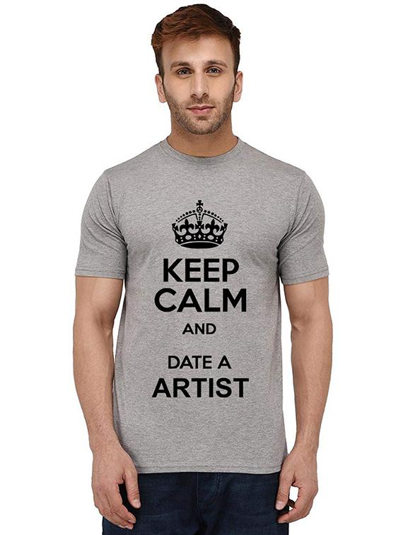 grey front printed casual t-shirt - 20989772 - Zoom Image - 0