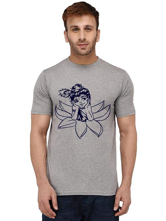 men round neck front print t-shirt - 20989960 - Zoom Image - 0