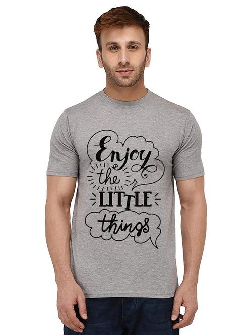 grey front printed casual t-shirt - 20990081 - Standard Image - 0