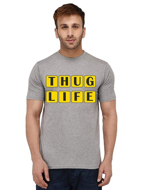 grey front printed casual t-shirt - 20990092 - Standard Image - 0