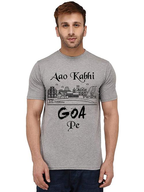 grey front printed casual t-shirt - 20990161 - Standard Image - 0