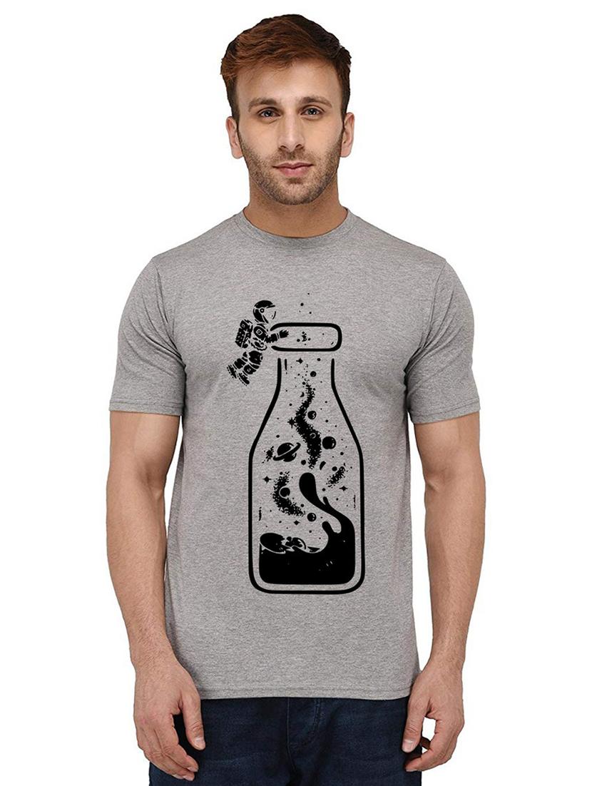 men round neck front print t-shirt - 20990171 - Zoom Image - 0