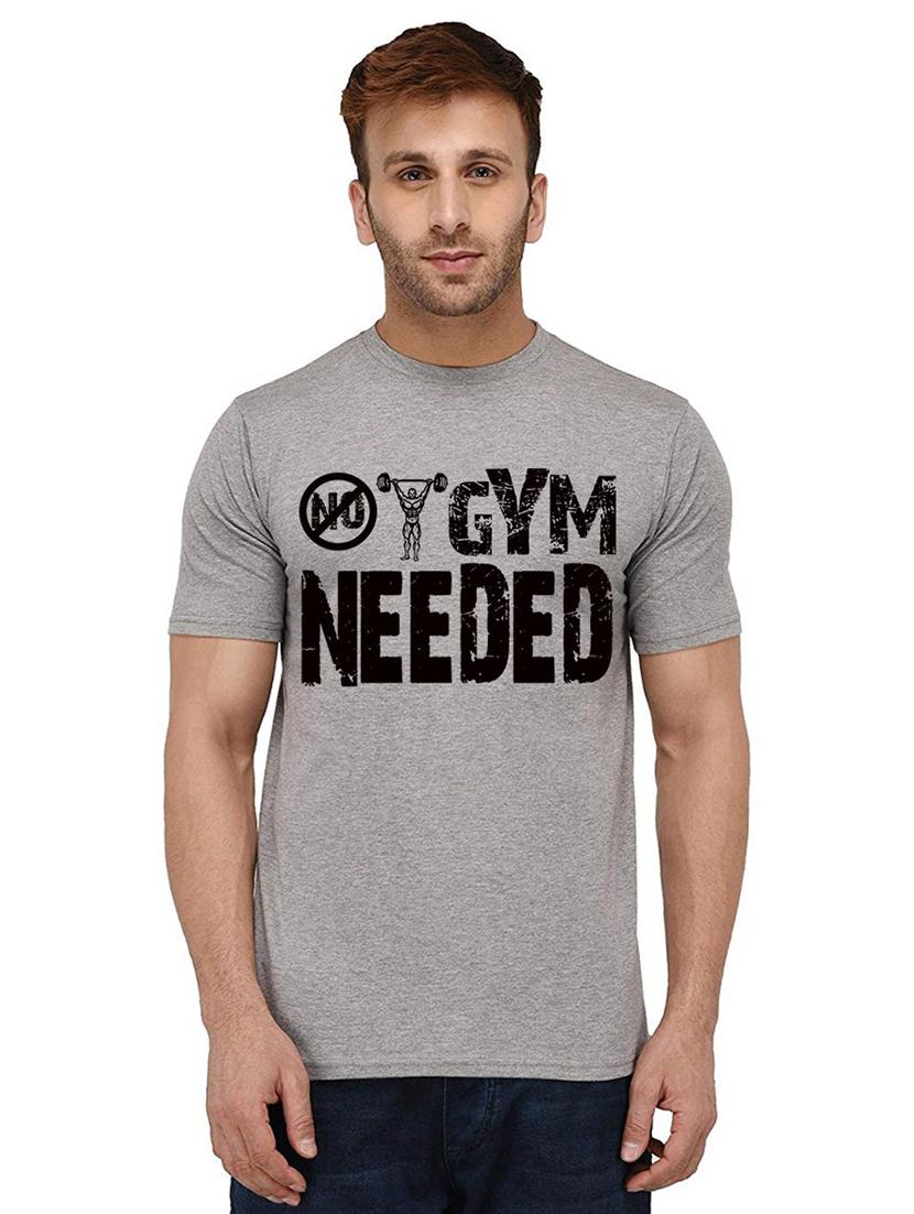 grey front printed casual t-shirt - 20990209 - Zoom Image - 0