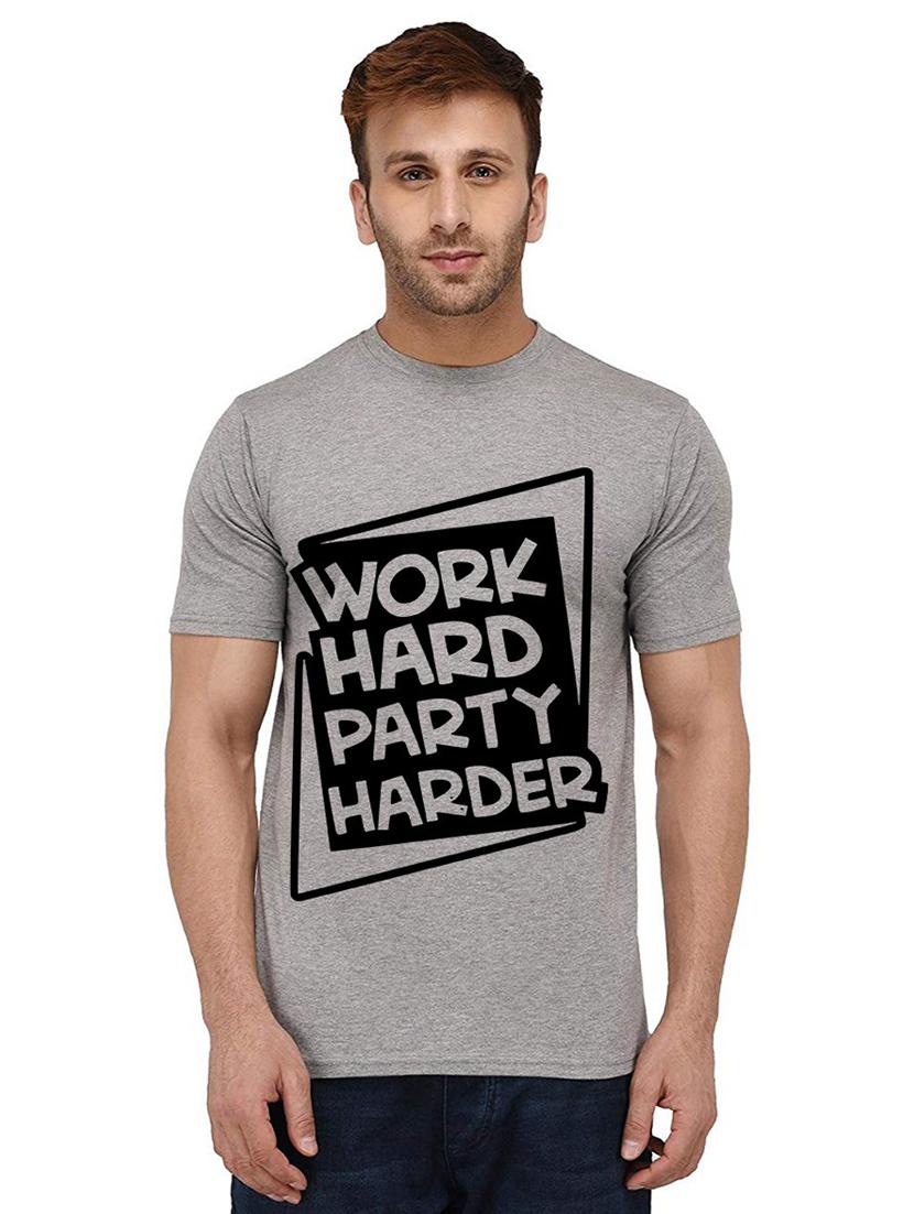 grey front printed casual t-shirt - 20990262 - Zoom Image - 0