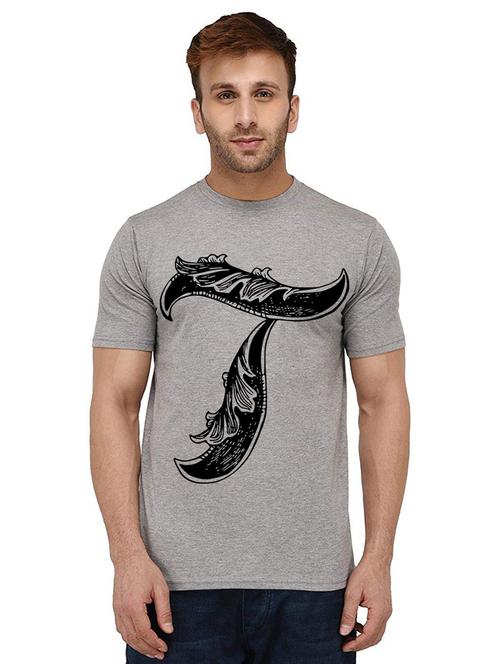 grey front printed casual t-shirt - 20990268 - Standard Image - 0