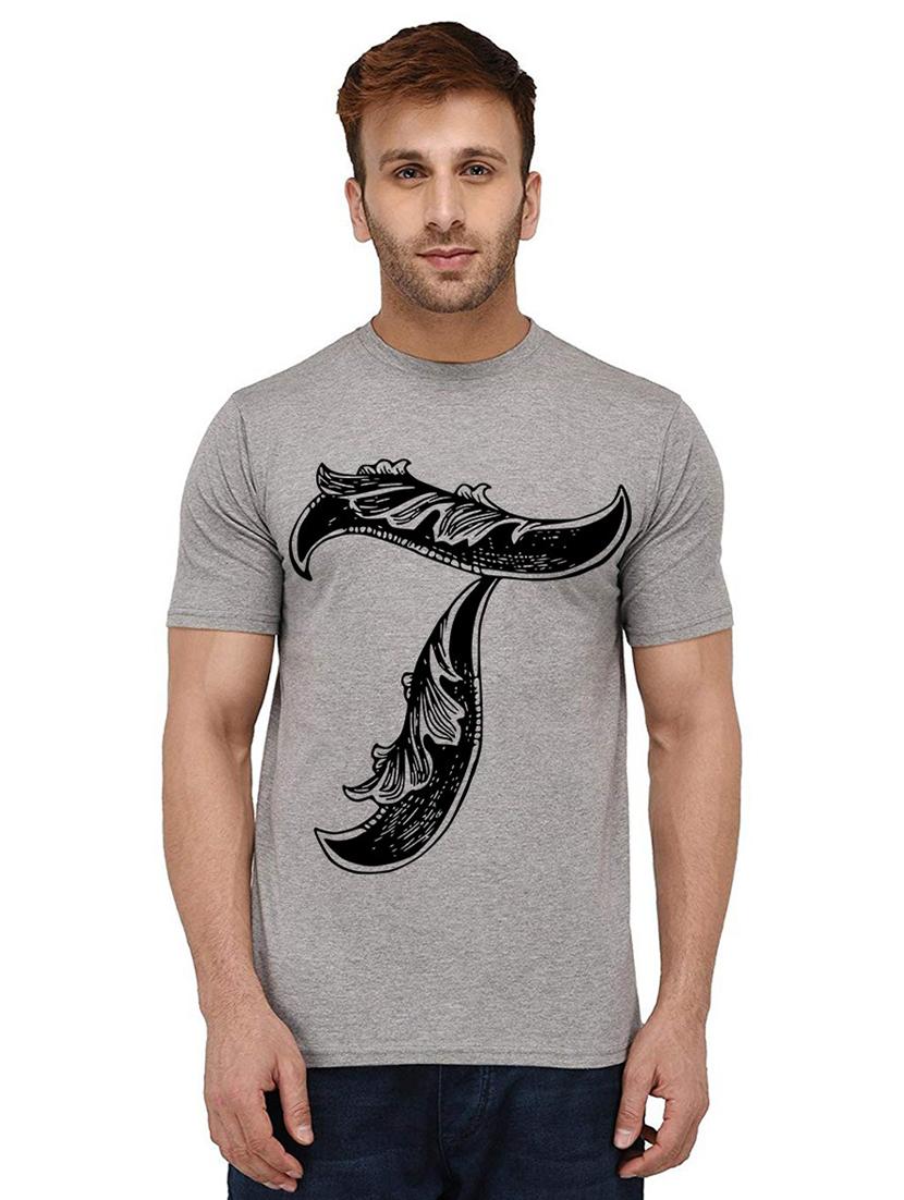 grey front printed casual t-shirt - 20990268 - Zoom Image - 0