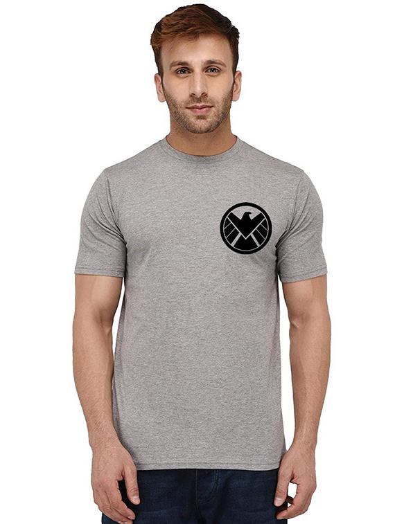 grey placement printed casual t-shirt - 20990330 - Zoom Image - 0