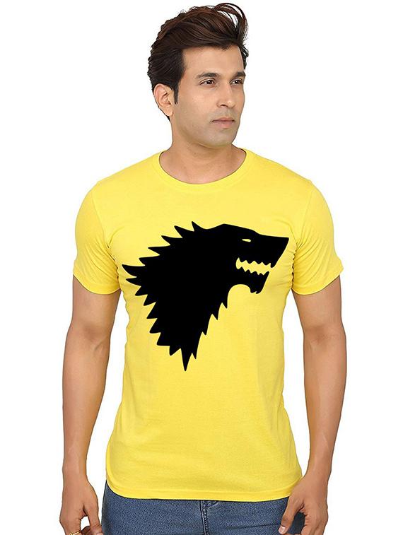 yellow front printed casual t-shirt - 20990422 - Zoom Image - 0