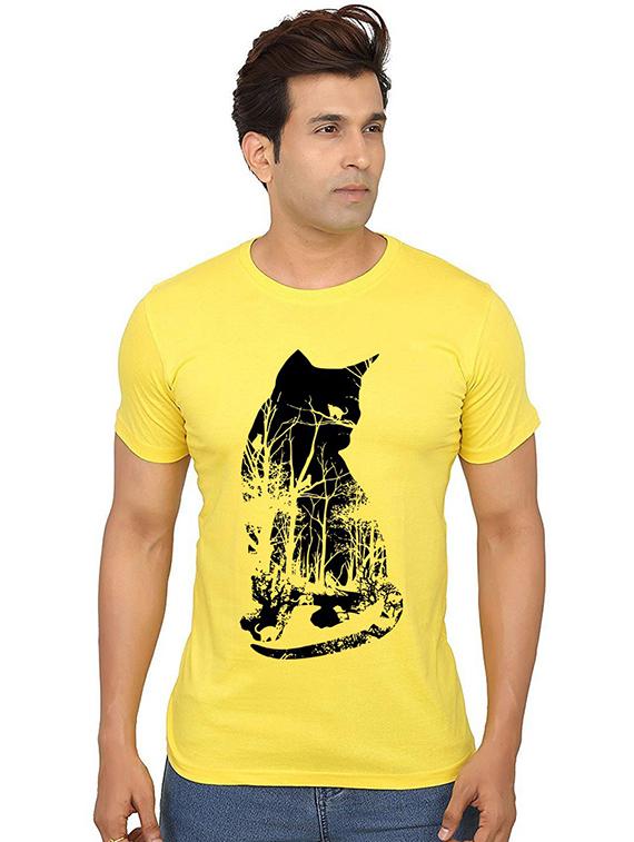 men round neck front print t-shirt - 20990683 - Zoom Image - 0