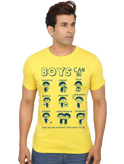 yellow front printed casual t-shirt - 20990740 -  Standard Image - 0