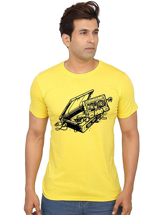 yellow front printed casual t-shirt - 20990780 - Zoom Image - 0