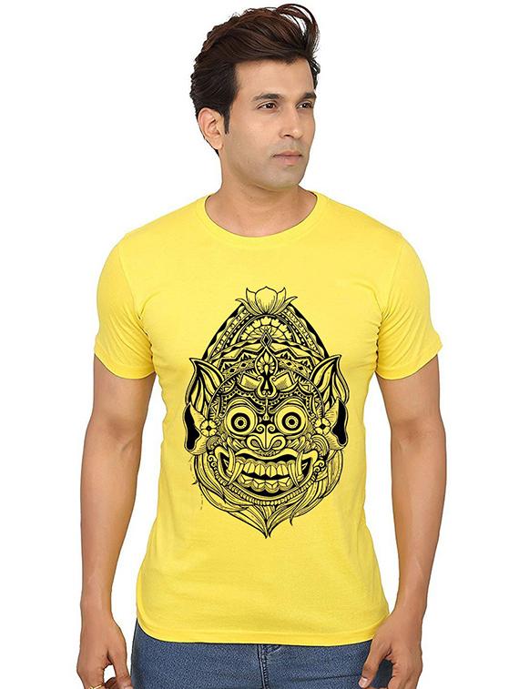 yellow front printed casual t-shirt - 20990859 - Zoom Image - 0