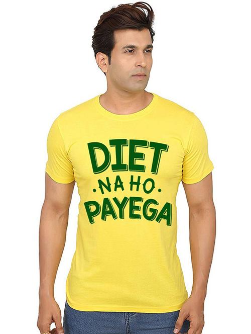 men round neck front print cotton t-shirt - 20990938 - Standard Image - 0
