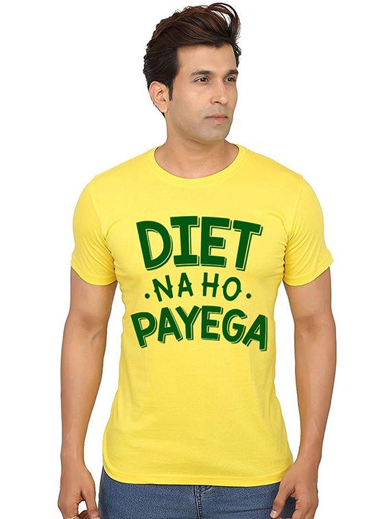 men round neck front print cotton t-shirt - 20990938 - Zoom Image - 0
