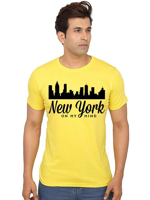 yellow front printed casual t-shirt - 20991022 - Zoom Image - 0