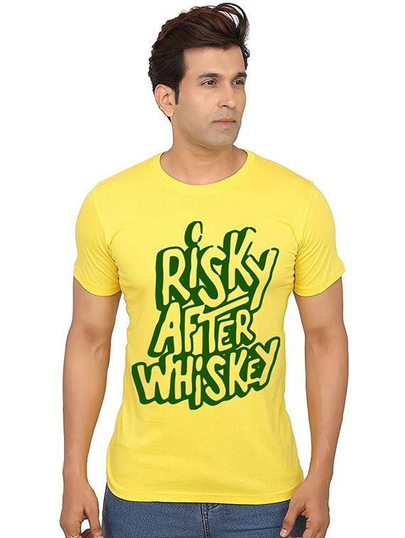 yellow cotton front print tshirt - 20991029 - Zoom Image - 0