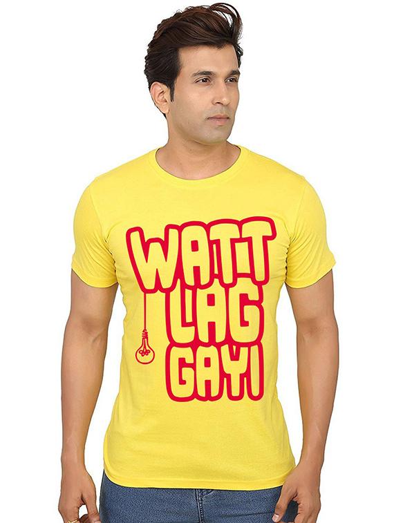 yellow front printed casual t-shirt - 20991056 - Zoom Image - 0
