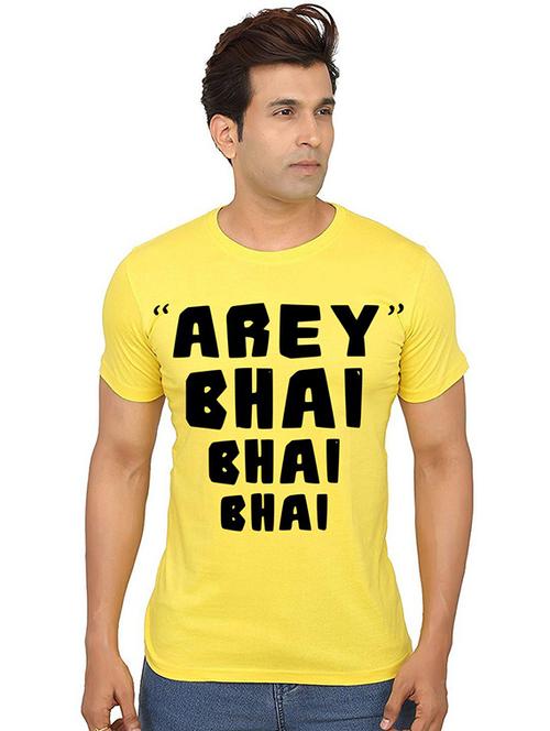 yellow front printed casual t-shirt - 20991169 - Standard Image - 0