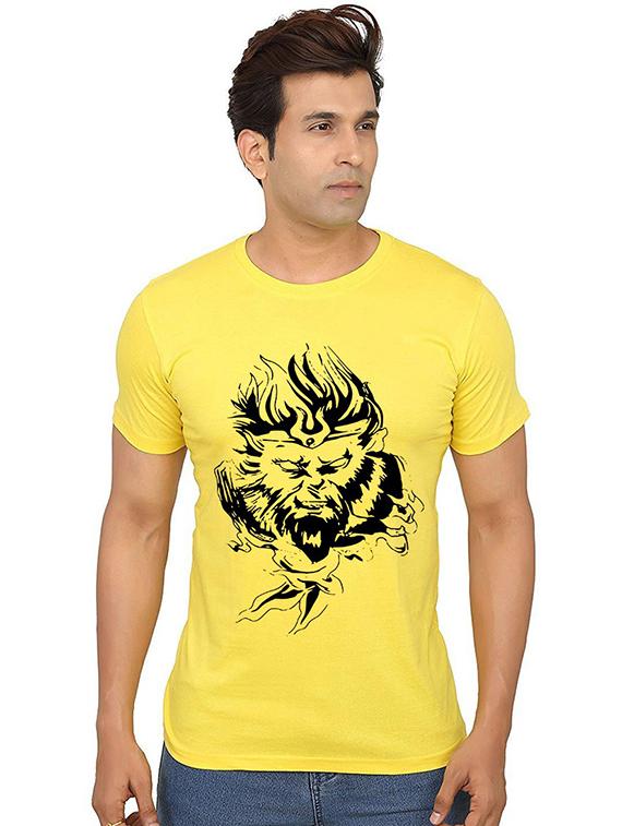 yellow cotton front print tshirt - 20991194 - Zoom Image - 0