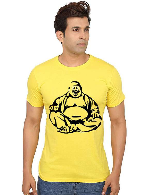 yellow front printed casual t-shirt - 20991357 - Zoom Image - 0