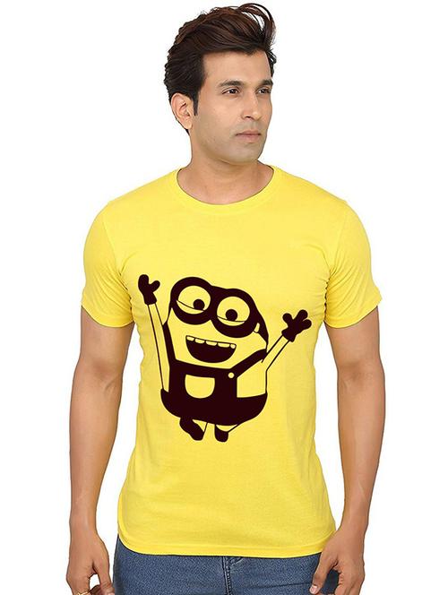 yellow front printed casual t-shirt - 20991421 - Standard Image - 0