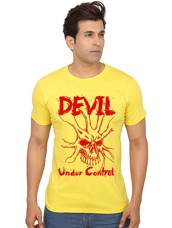 yellow front printed casual t-shirt - 20991609 - Zoom Image - 0