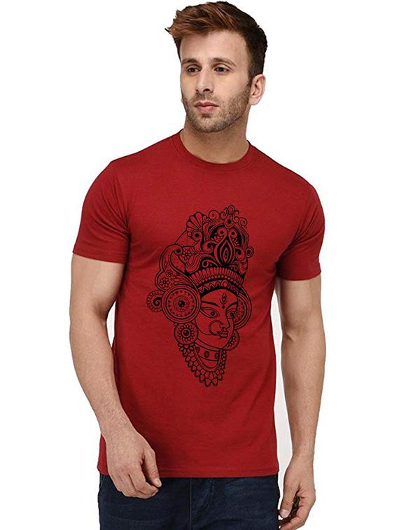 men round neck front printed t-shirt - 20991691 - Zoom Image - 0