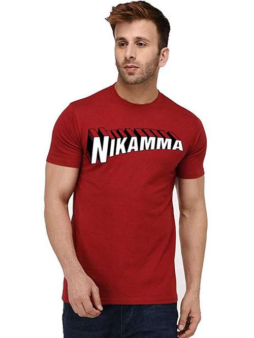 men round neck chest print t-shirt - 20991786 - Standard Image - 0