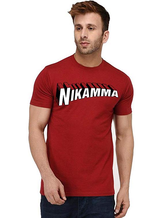men round neck chest print t-shirt - 20991786 - Zoom Image - 0