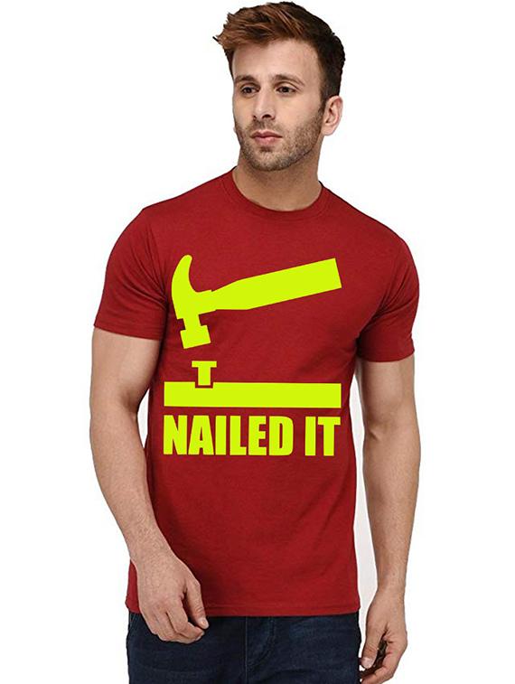 men front print round neck t-shirts - 20991927 -  Zoom Image - 0