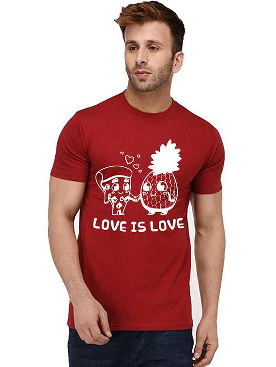 men round neck front printed t-shirt - 20992277 - Zoom Image - 0