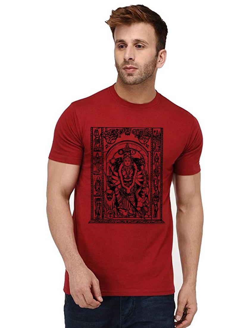 red front printed casual t-shirt - 20992494 -  Zoom Image - 0