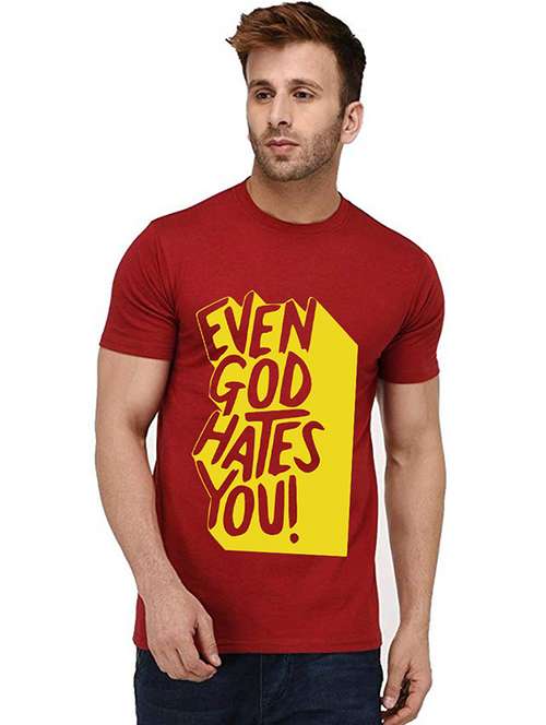 red front printed casual t-shirt - 20992624 - Standard Image - 0