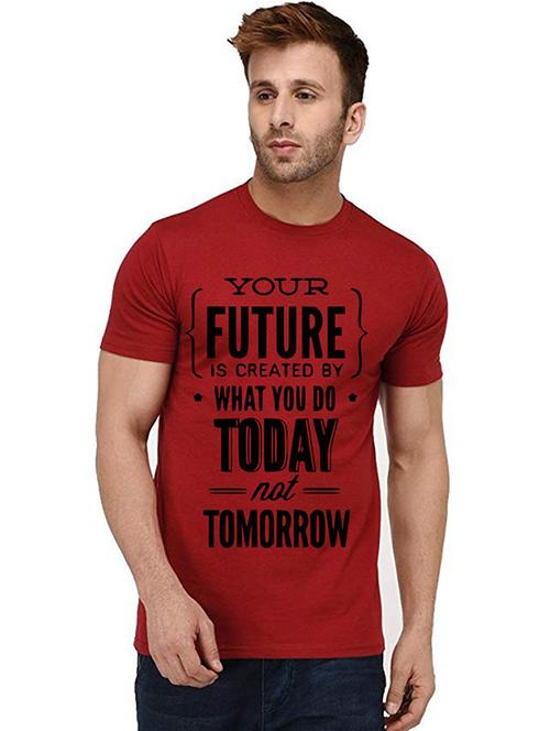 red front printed casual t-shirt - 20992897 -  Standard Image - 0