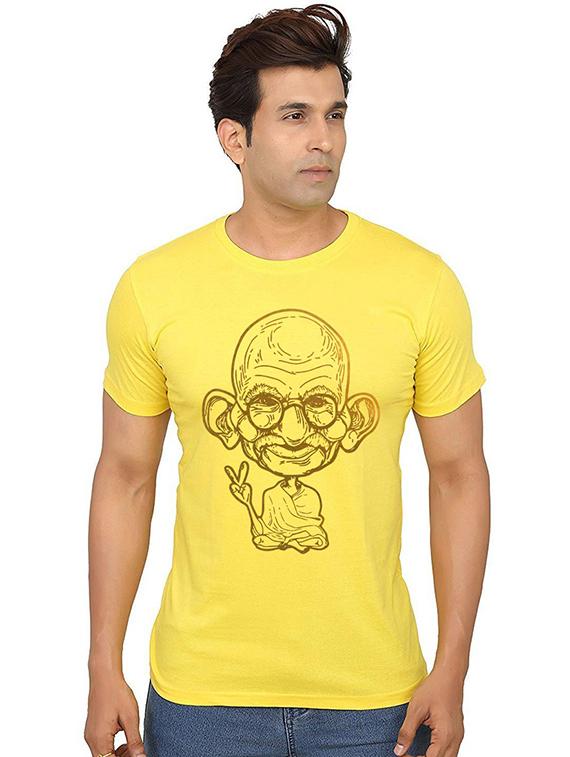 yellow front printed casual t-shirt - 20993253 - Zoom Image - 0